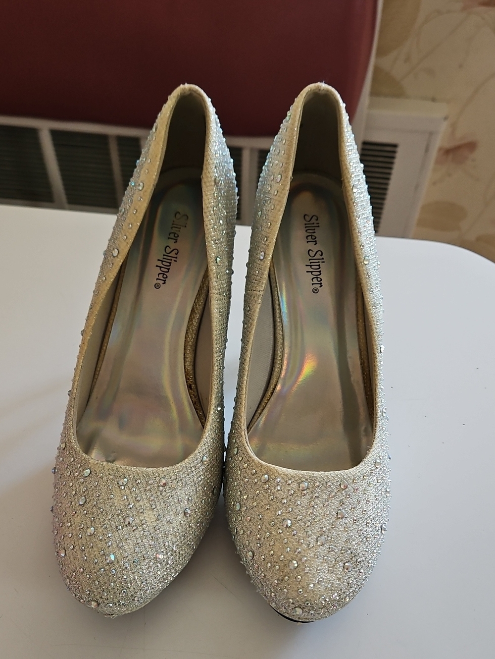 Silver Sparkling Heel 9.5 W